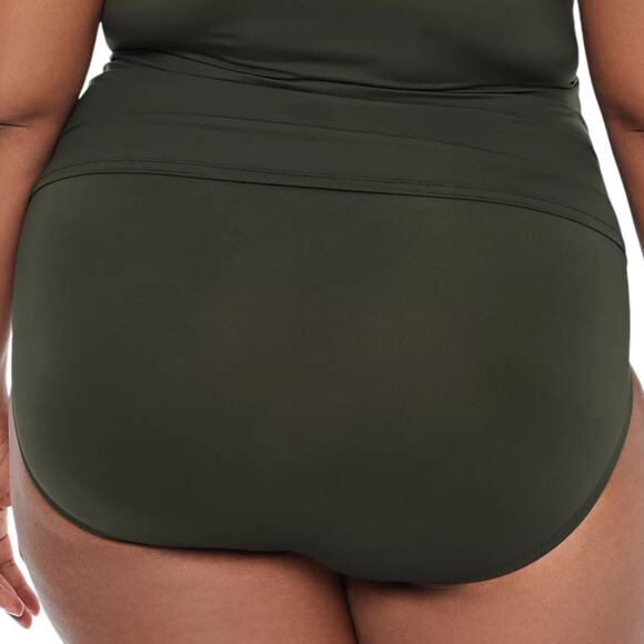 Lauren Ralph Lauren Women’s Shirred High Waist Swimsuit Bottom Olive Size 16W - Picture 2 of 5